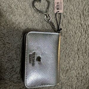 Victoria's Secret Metallic Silver Wallet with Heart Charm